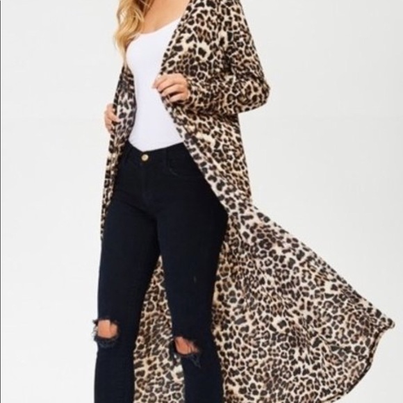 animal print kimono cardigan